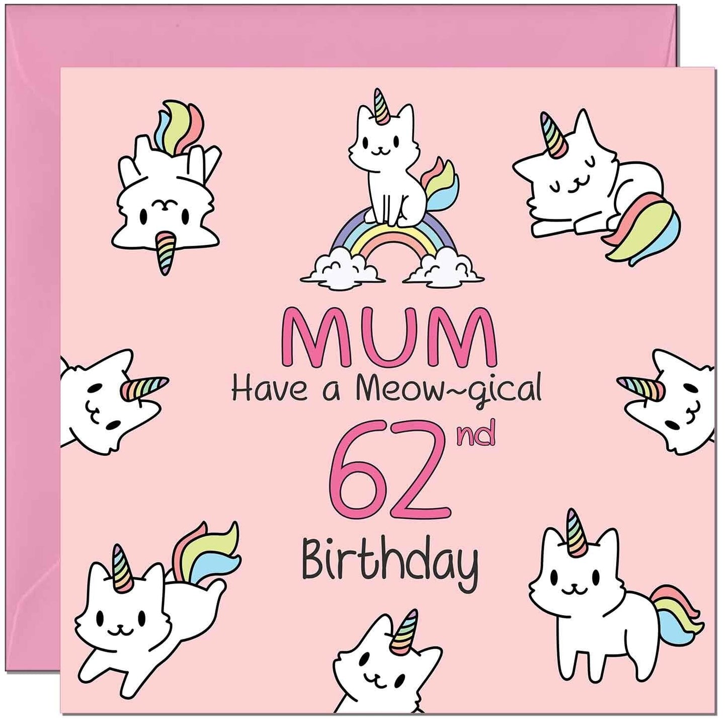 Mum Birthday Card - Funny Cat Cute Mother Mom