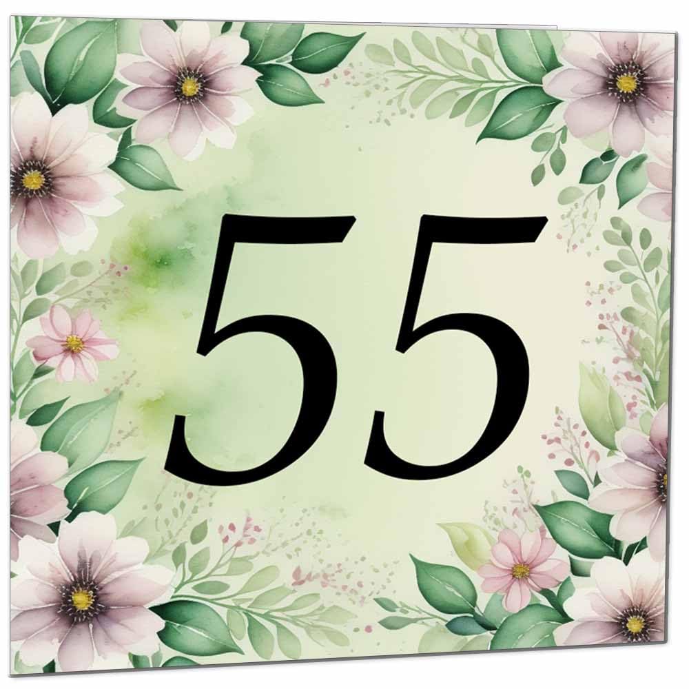 80th Birthday Card for Women Men - Green Floral Birthday Cards for 80 year old Lady Eighty Eightieth Ladies Grandma Nan Aunt Mum Sister Mom Friend