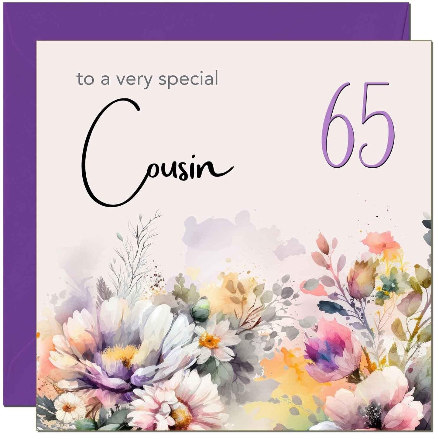 Cousin Birthday Card - Purple Floral Cousin's