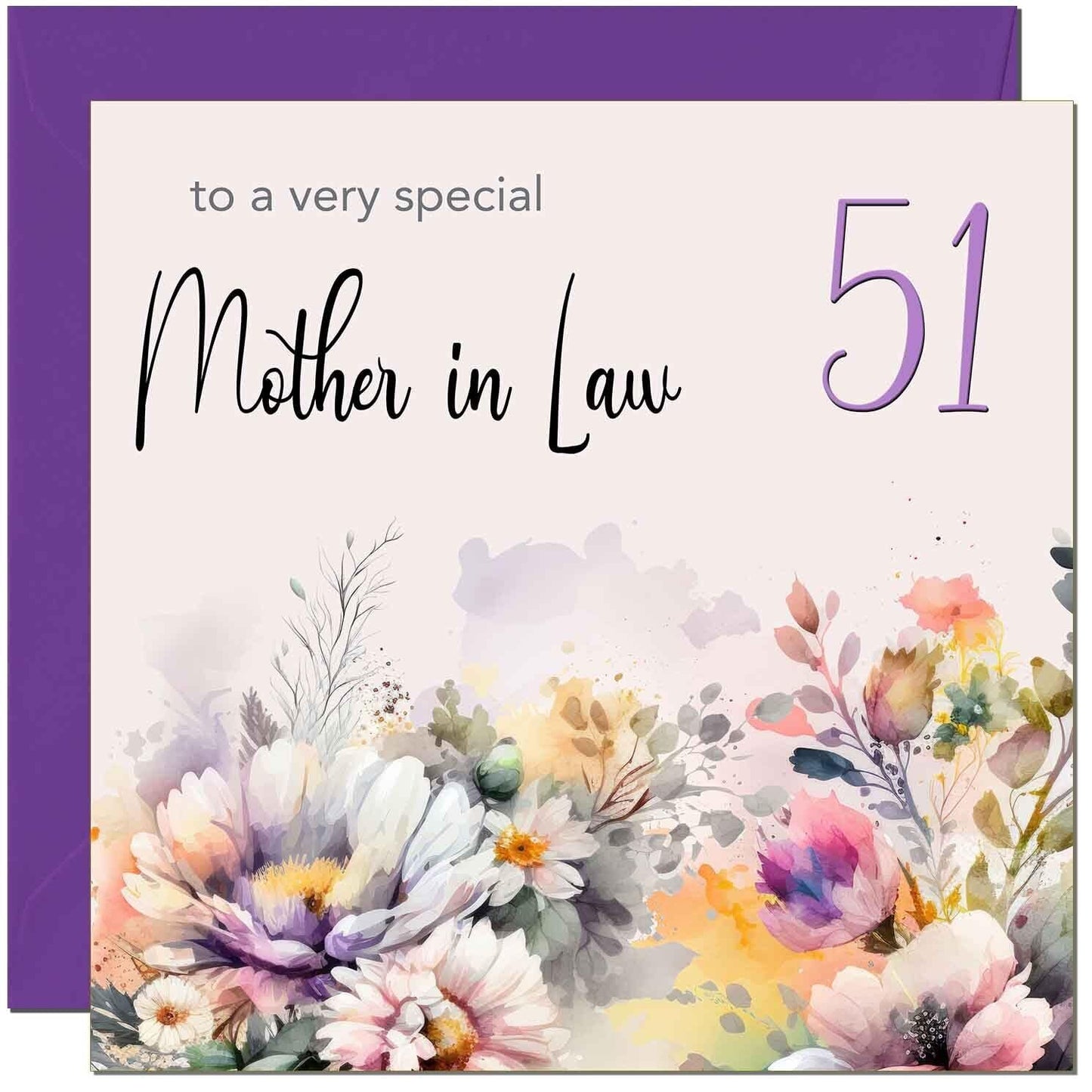 Mother in Law Birthday Card - Purple Floral