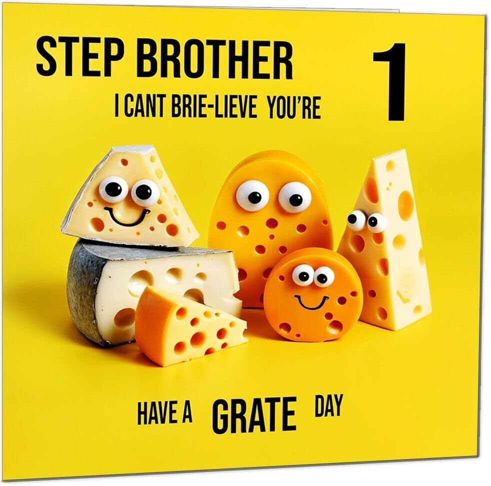 Step Brother Birthday Card - Cheese Pun Funny Step-Brothers