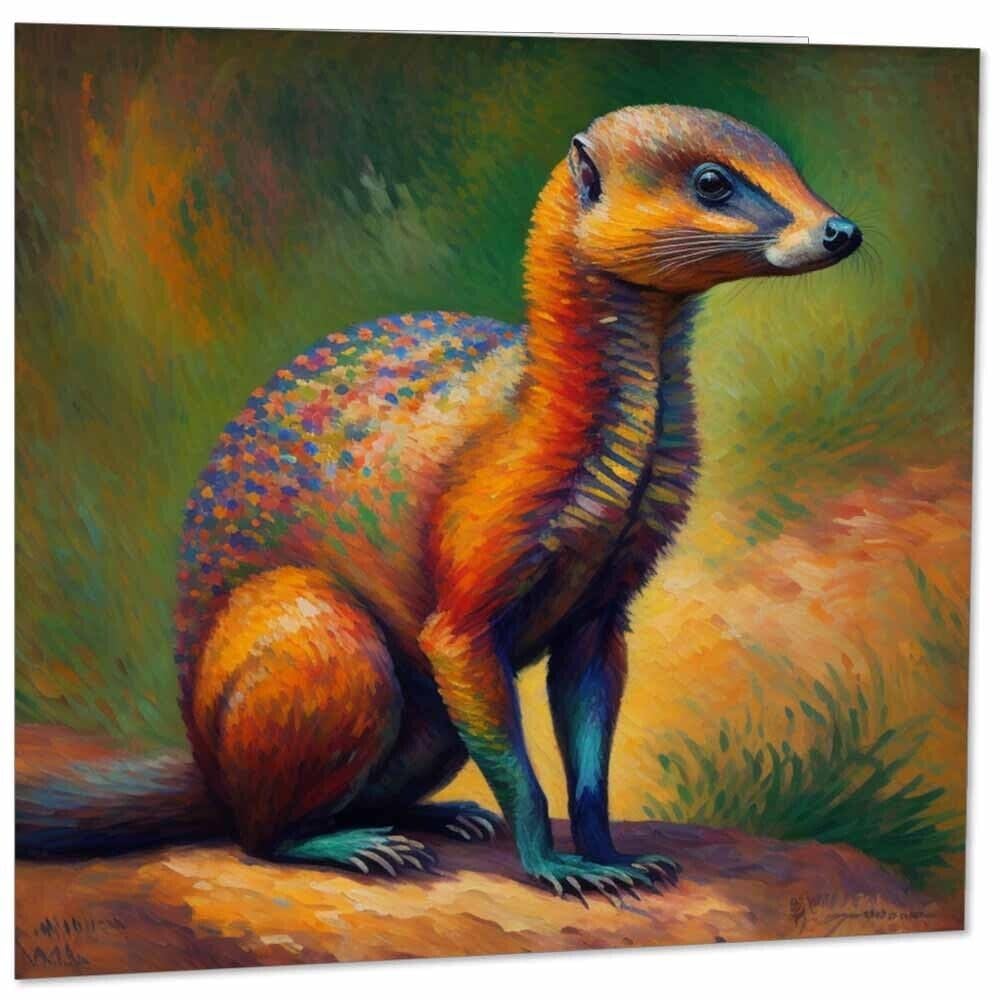 Mongoose Greeting Card Animal Impressionism Art 145mm x 145mm