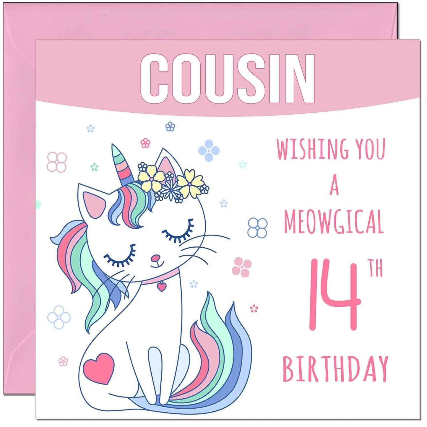 Cousin Birthday Card - Meowgical Funny Cat