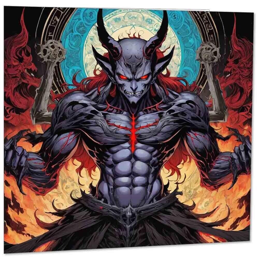 Anime Demon Greeting Card - Devil Fantasy Card 145mm x 145mm