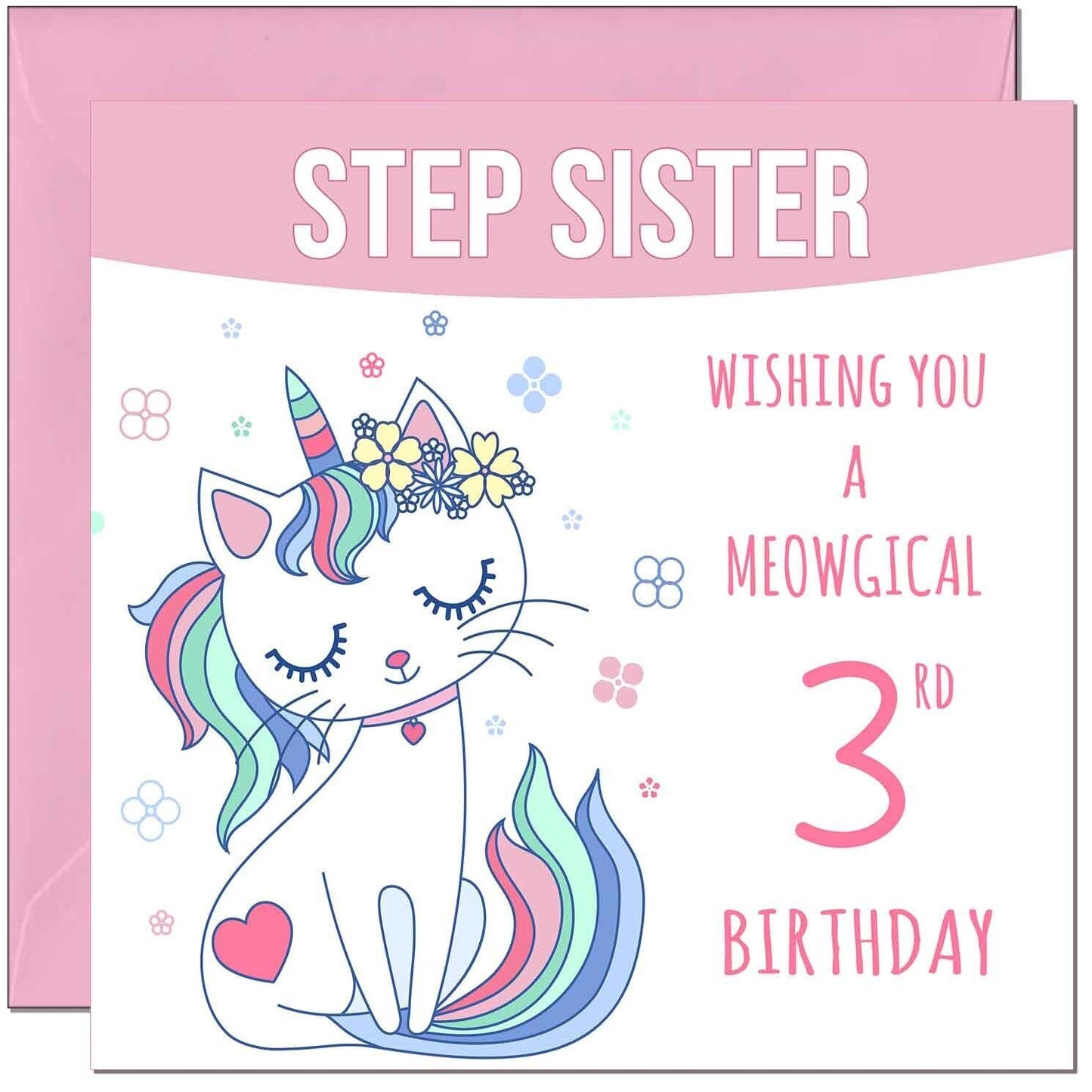 Step Sister Birthday Card - Meowgical Funny Cat