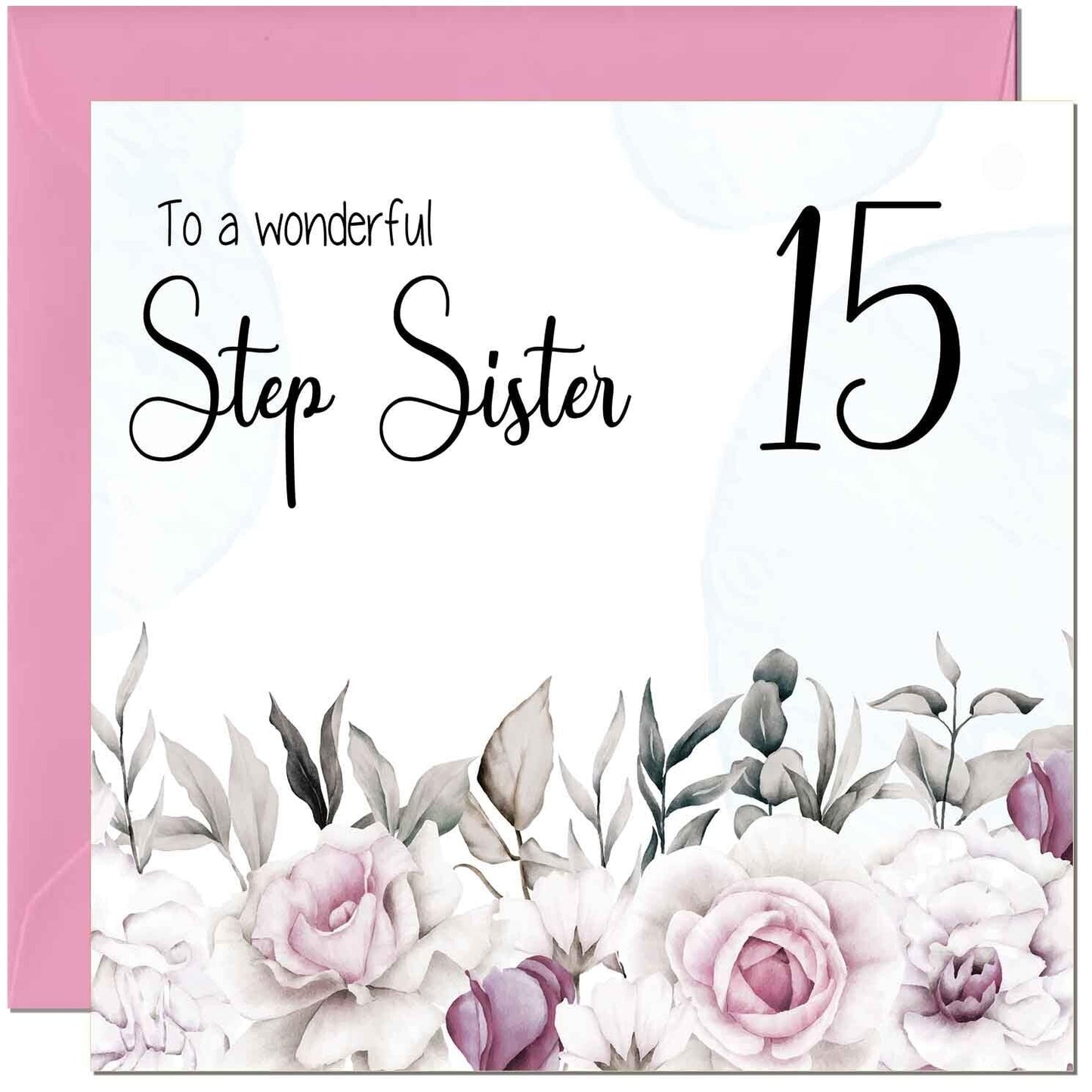 Step Sister Birthday Card Floral Elegant Step Sisters