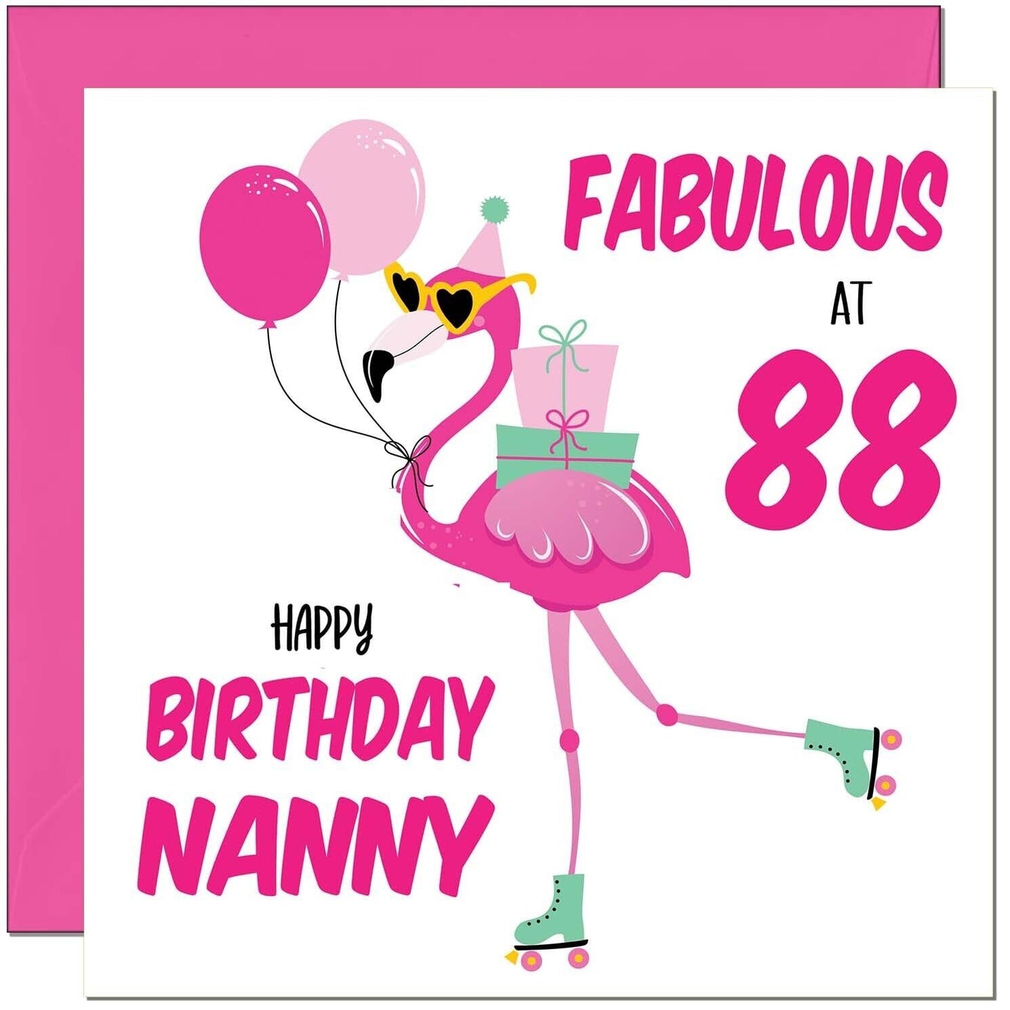 Nanny Birthday Card - Fabulous Flamingo - Ladies Grandmother Pink Cute Grandma