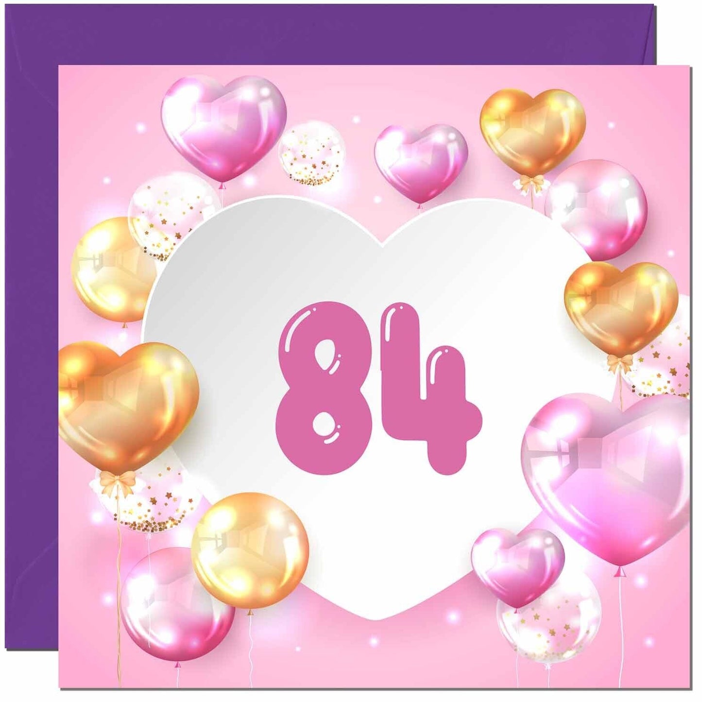 Birthday Card for women Girls Pink Balloon Numbers