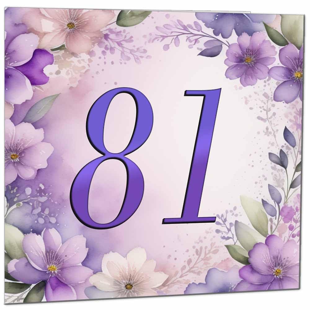 Birthday Card for Women - Purple Floral 80th Birthday Cards for year old woman Ladies Grandma Nan Aunt Mum Sister Mom Friend