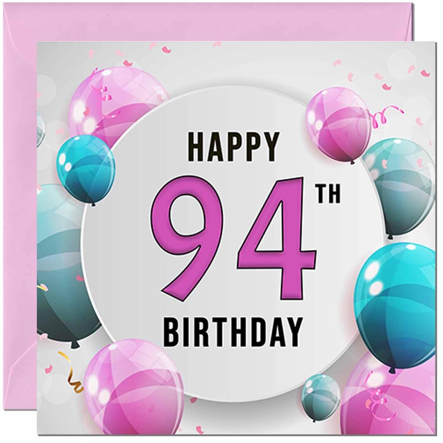 Birthday Card for women - Pink Turquoise Balloon Number