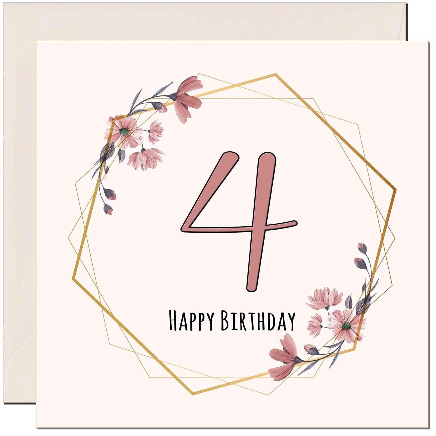 Floral Birthday Card for Women Elegant Beautiful