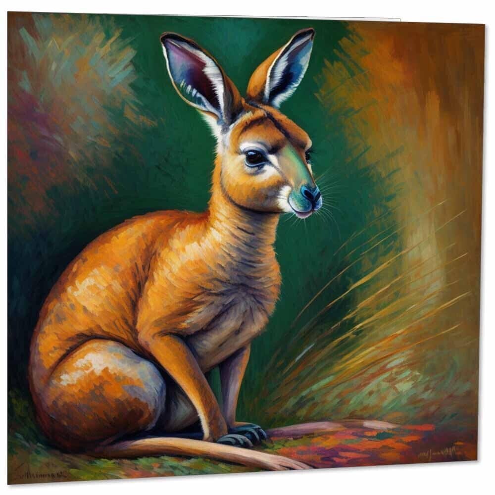 Kangaroo Greeting Card - Reptile Impressionist Art 145mm x 145mm