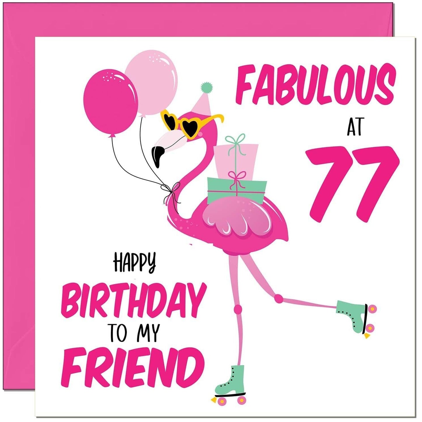 Womens Birthday Card for Friend - Fabulous Flamingo - Ladies Pink Cute Friend