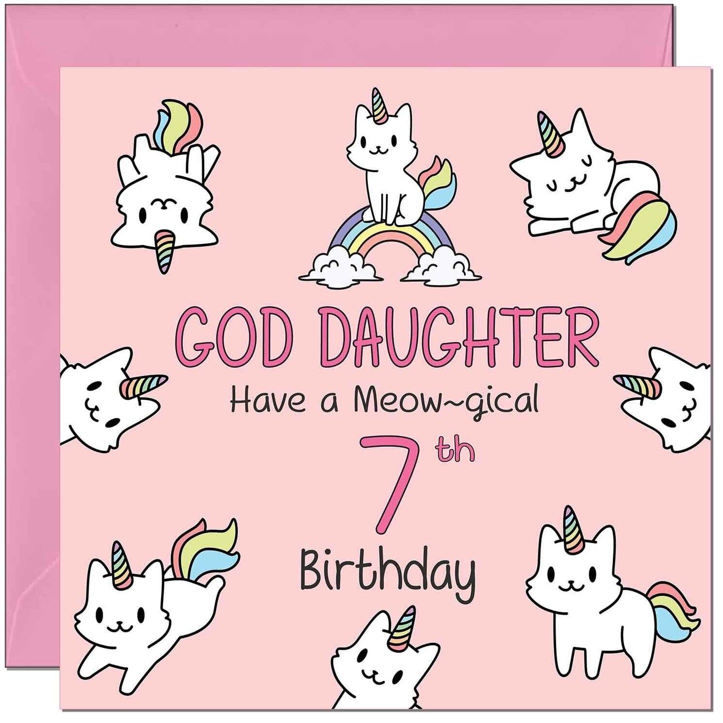 God Daughter Birthday Card - Funny Cat Cute God Daughter's