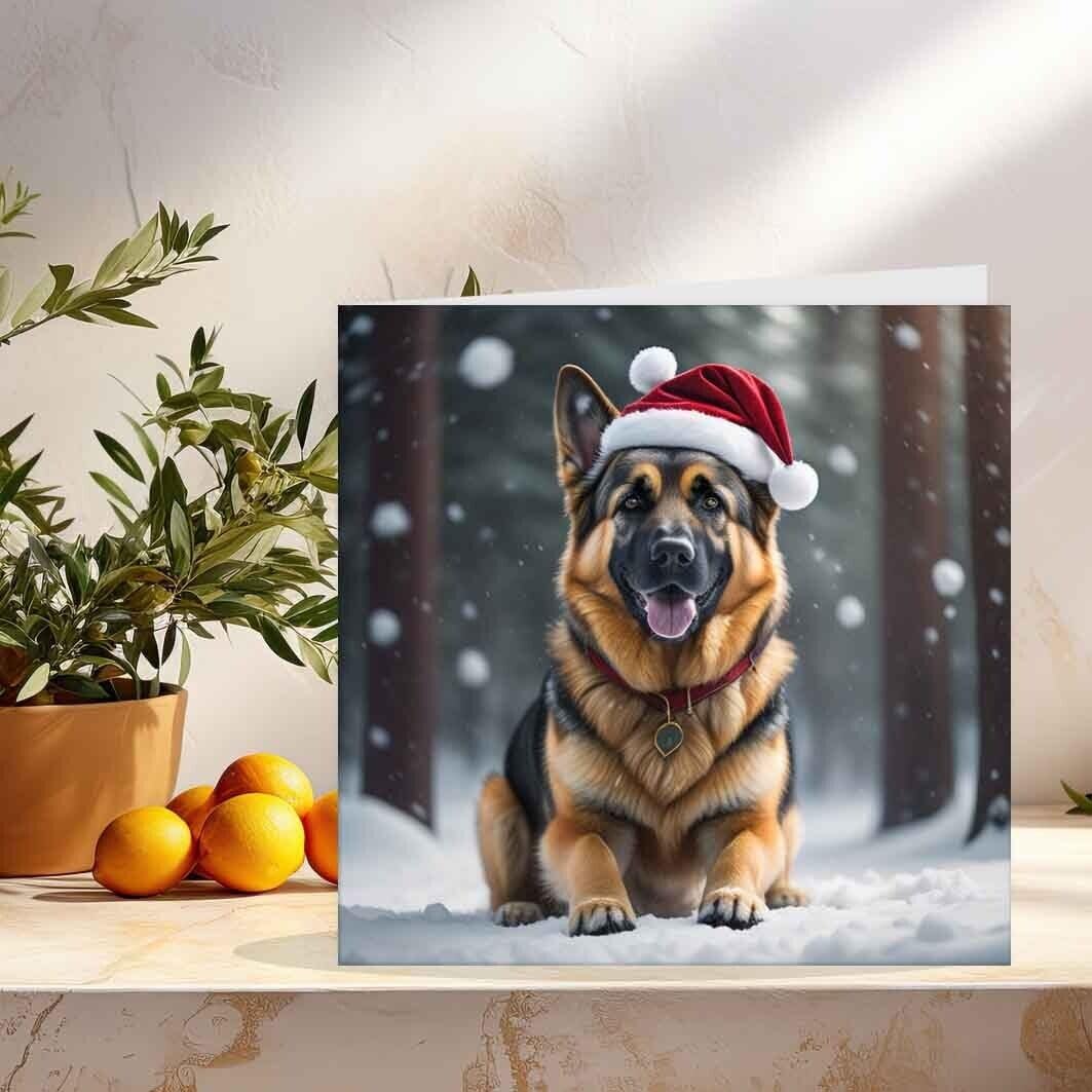 German Shepherd Christmas Card - Xmas Cards Festive 145 x 145mm