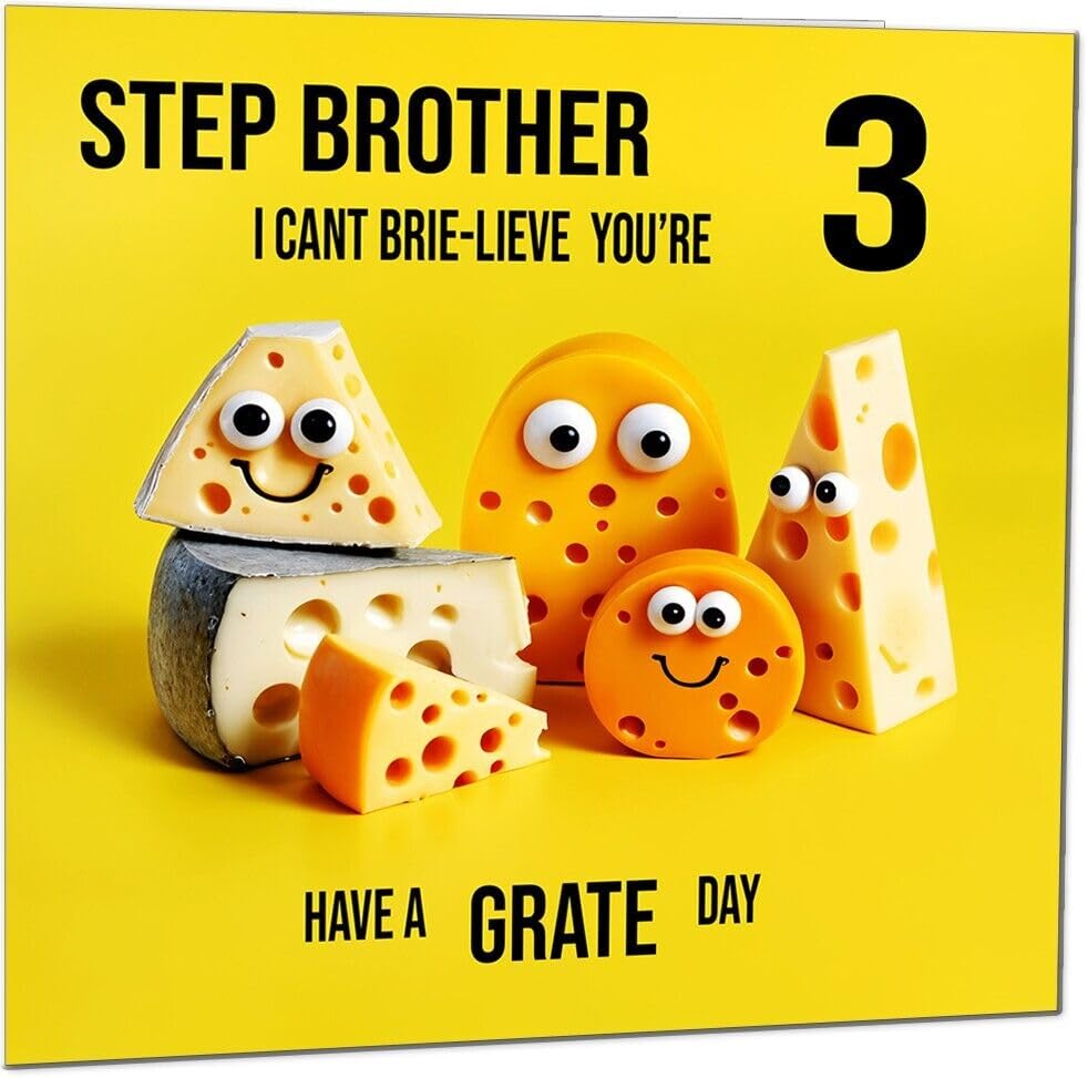 Step Brother Birthday Card - Cheese Pun Funny Step-Brothers