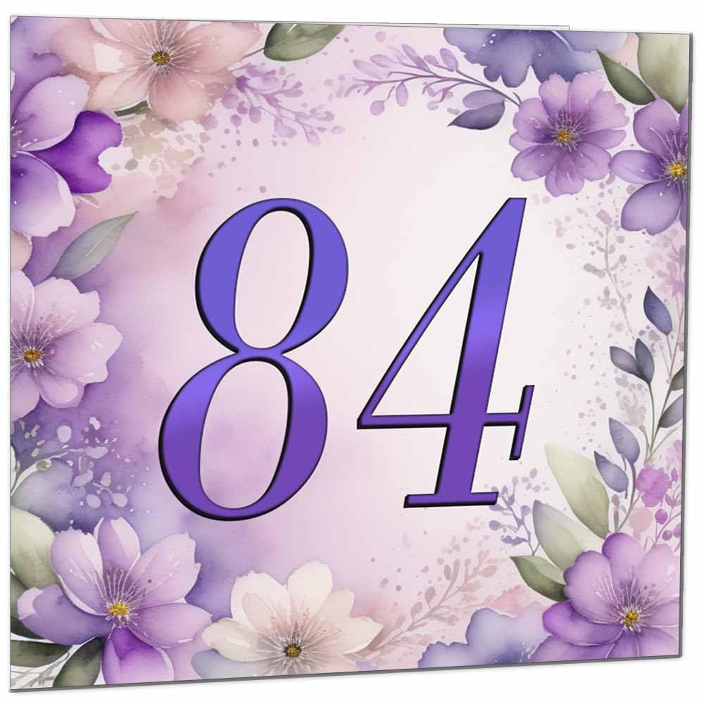 Birthday Card for Women - Purple Floral 80th Birthday Cards for year old woman Ladies Grandma Nan Aunt Mum Sister Mom Friend