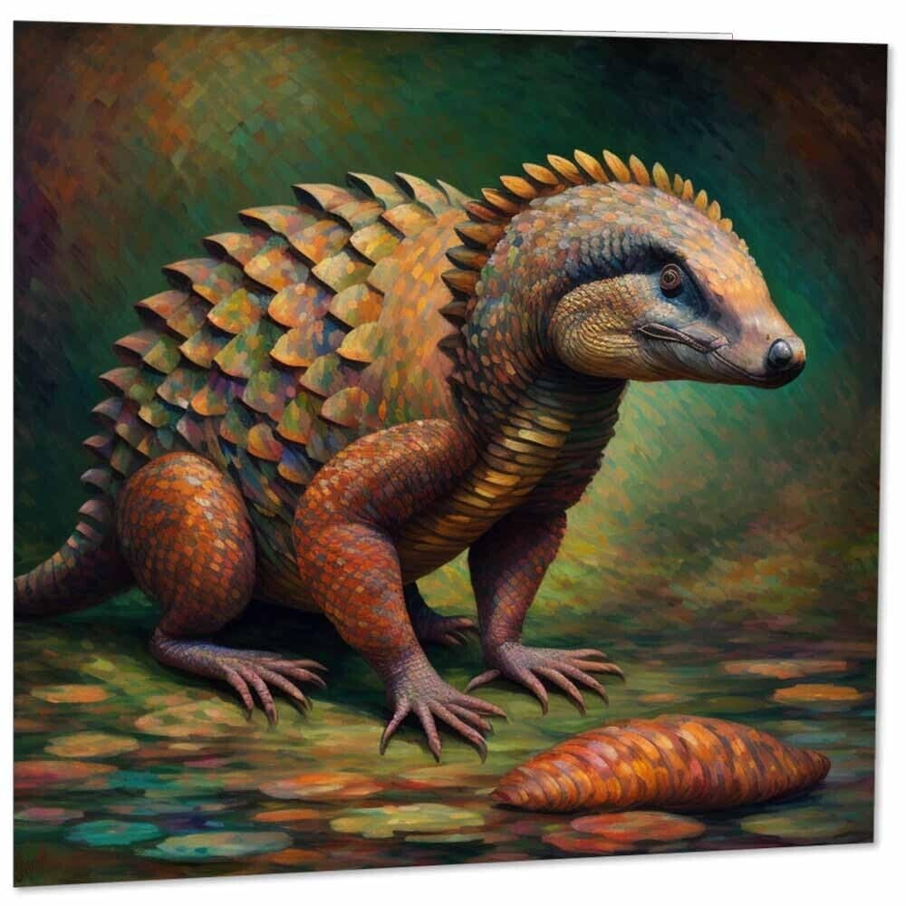 Pangolin Greeting Card Animal Impressionism Art 145mm x 145mm