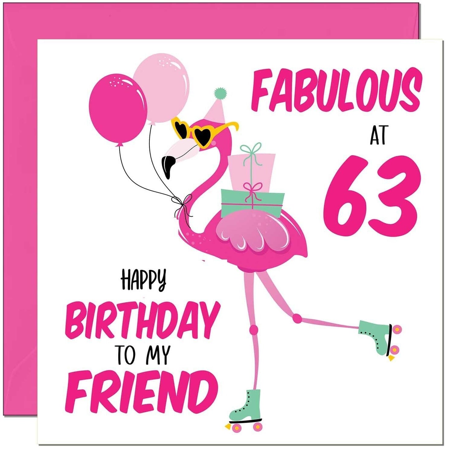 Womens Birthday Card for Friend - Fabulous Flamingo - Ladies Pink Cute Friend