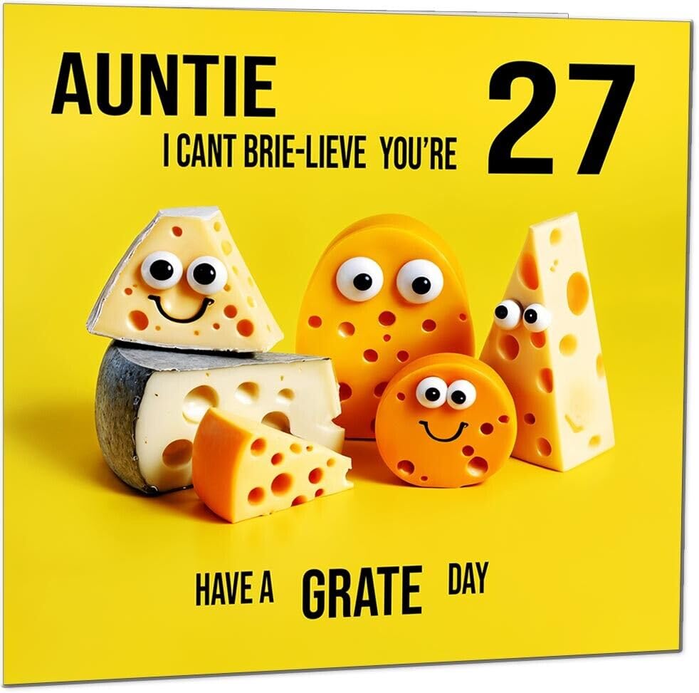 Aunts funny Birthday Card for Aunt - Cheese Pun Funny Aunties