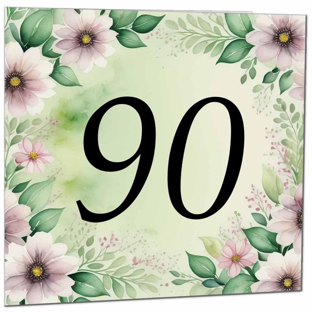80th Birthday Card for Women Men - Green Floral Birthday Cards for 80 year old Lady Eighty Eightieth Ladies Grandma Nan Aunt Mum Sister Mom Friend