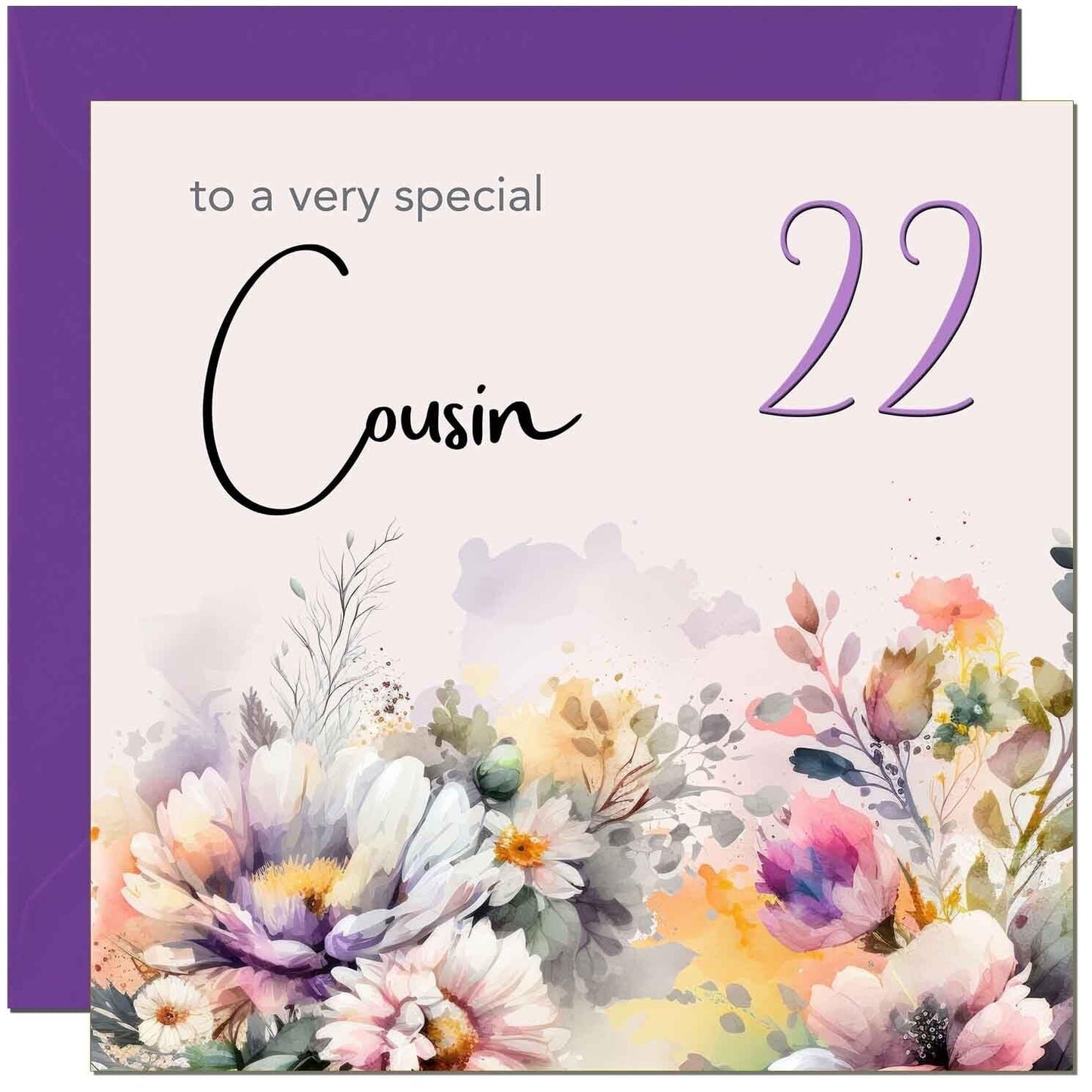 Cousin Birthday Card - Purple Floral Cousin's