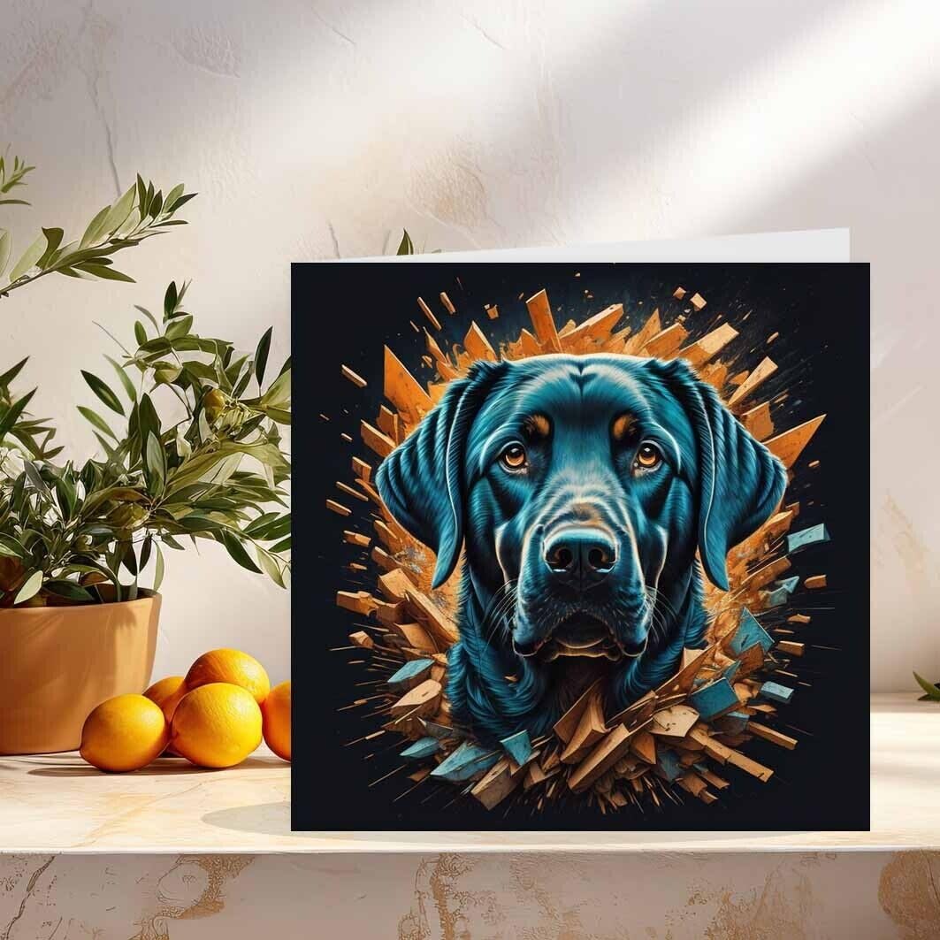 Labrador Greeting Card Artistic Black Labrador Birthday Card 145 x 145mm