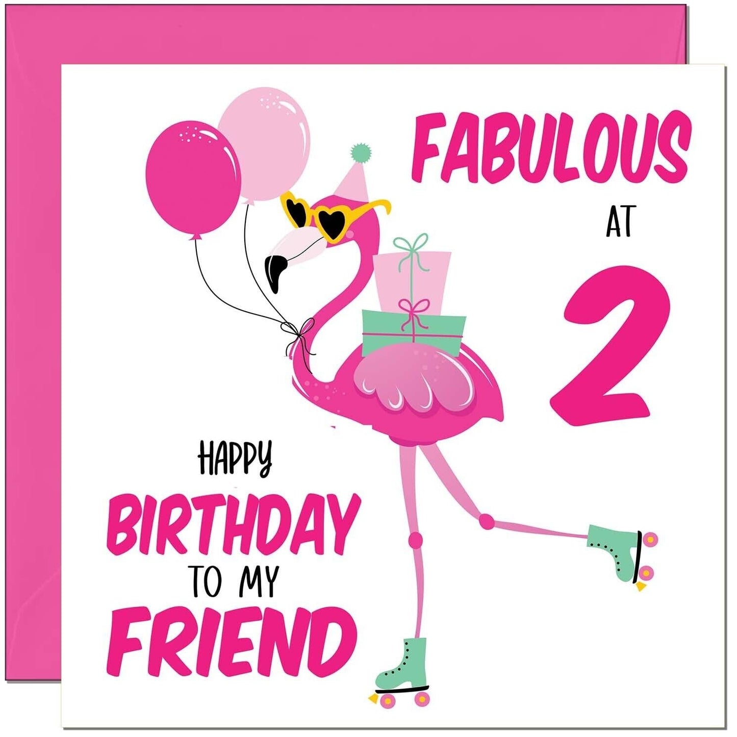 Womens Birthday Card for Friend - Fabulous Flamingo - Ladies Pink Cute Friend