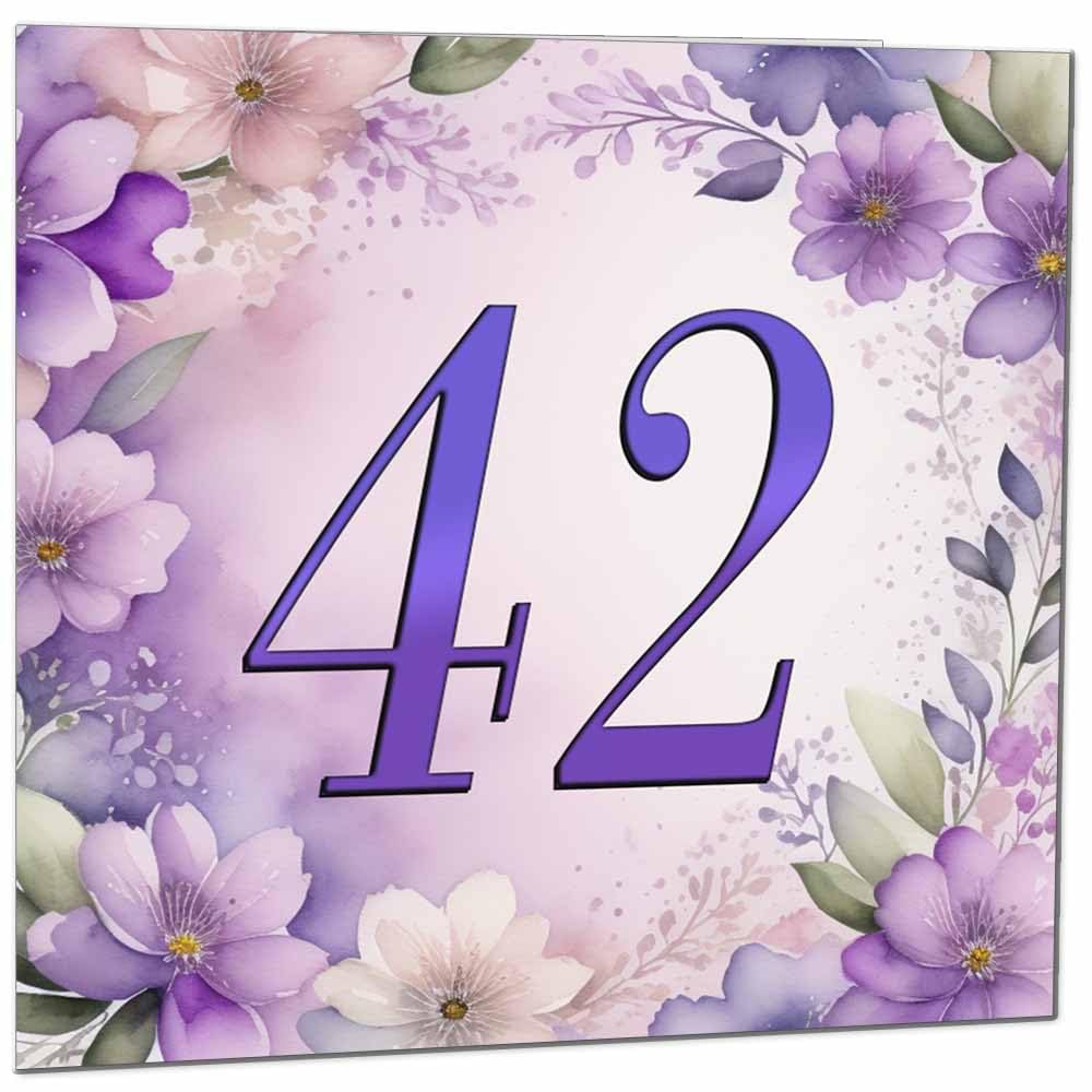 Birthday Card for Women - Purple Floral 80th Birthday Cards for year old woman Ladies Grandma Nan Aunt Mum Sister Mom Friend