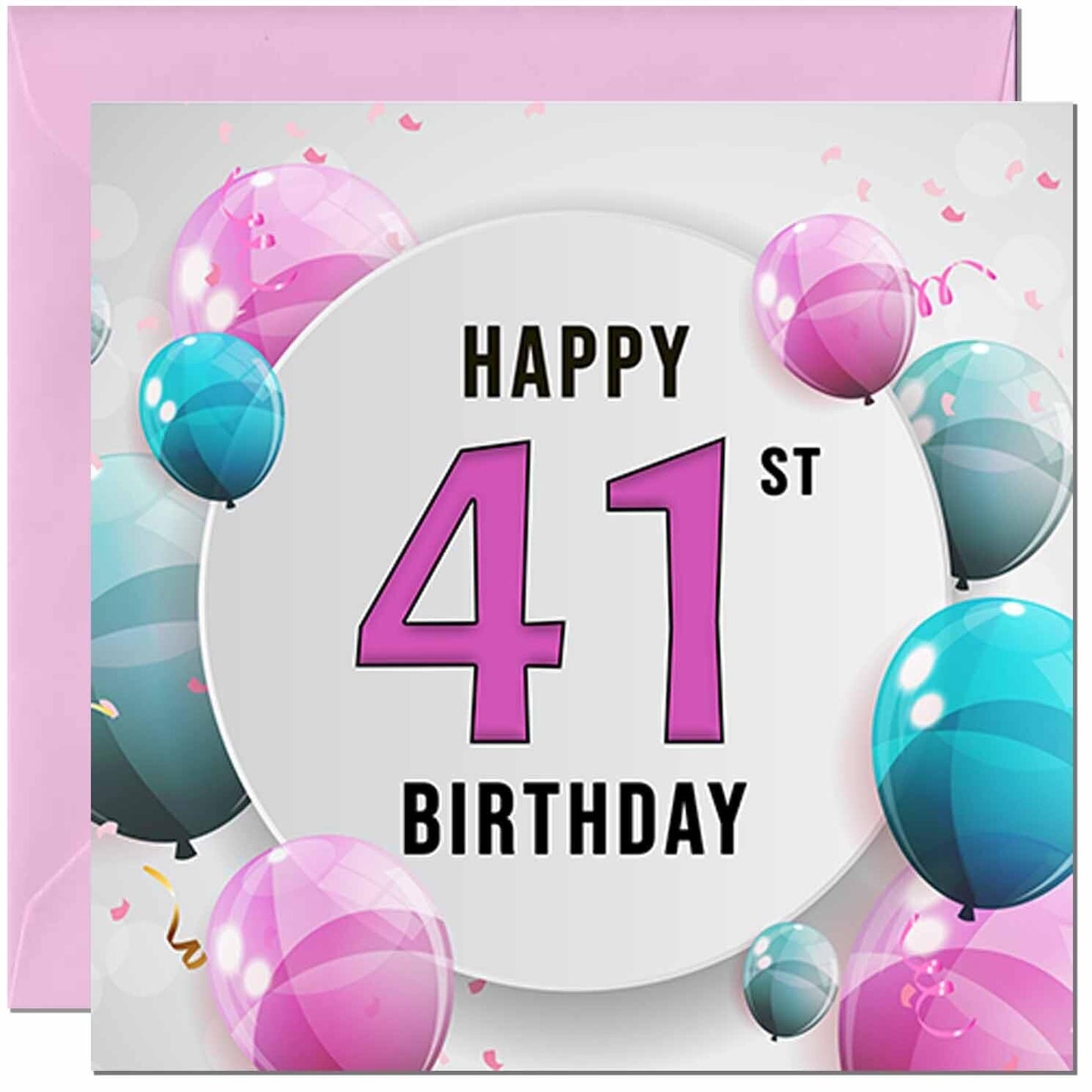 Birthday Card for women - Pink Turquoise Balloon Number