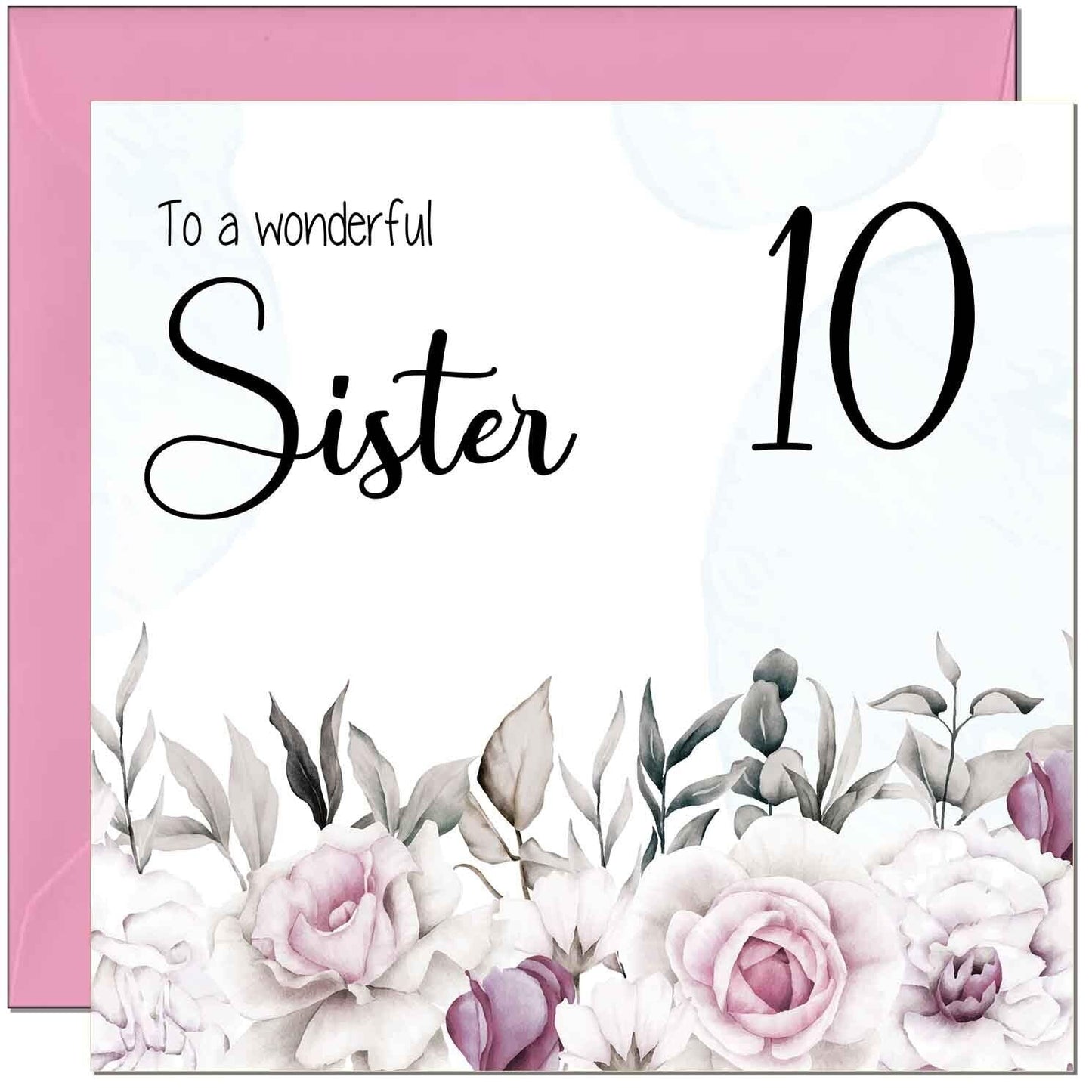 Sister's Birthday Card for Sister Floral Elegant