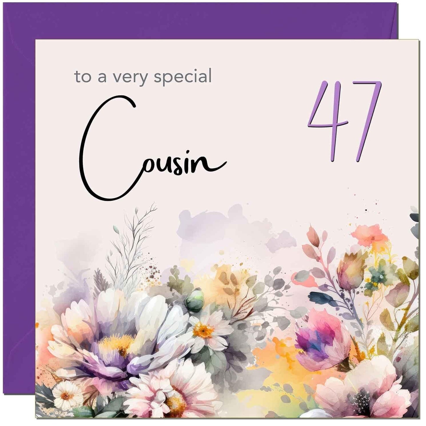 Cousin Birthday Card - Purple Floral Cousin's