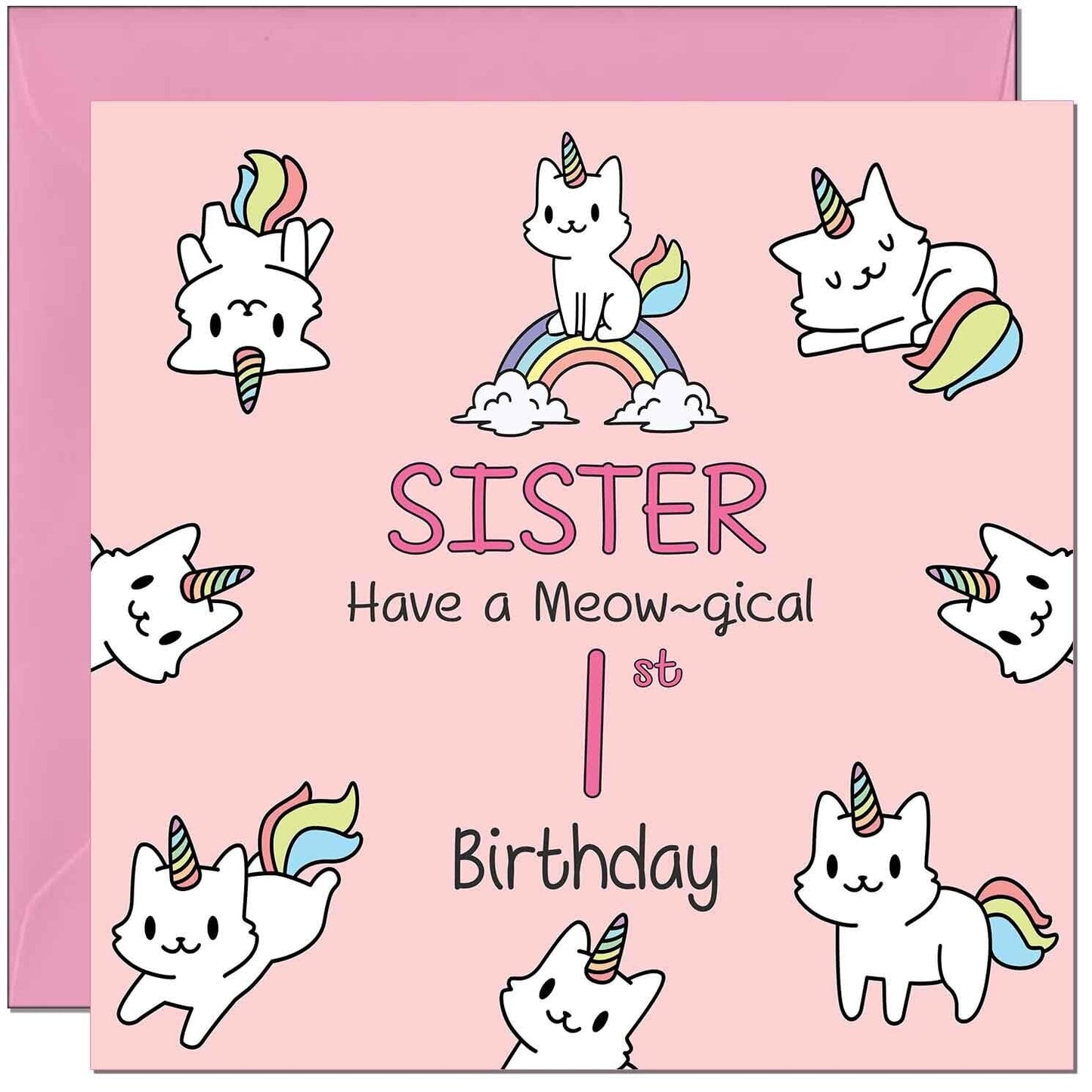 Sister Birthday Card - Funny Cat Cute Sister's