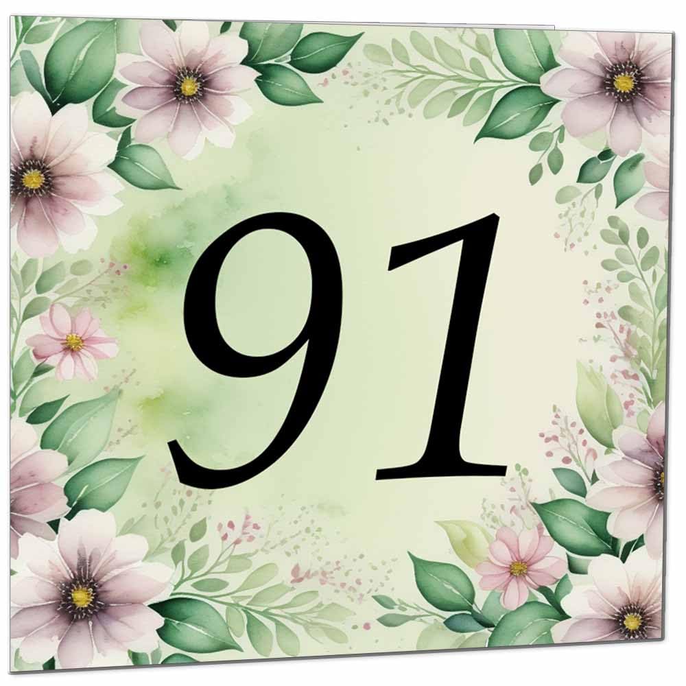 80th Birthday Card for Women Men - Green Floral Birthday Cards for 80 year old Lady Eighty Eightieth Ladies Grandma Nan Aunt Mum Sister Mom Friend