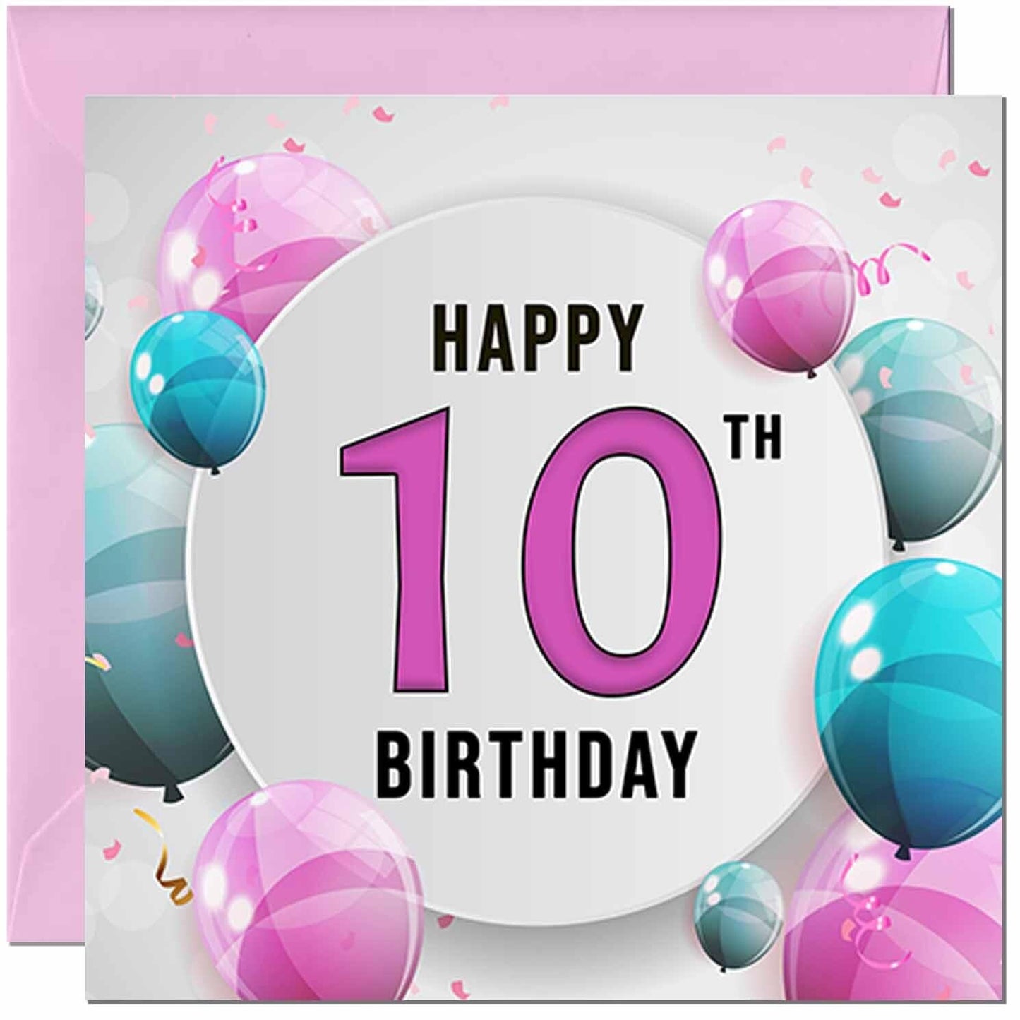 Birthday Card for women - Pink Turquoise Balloon Number