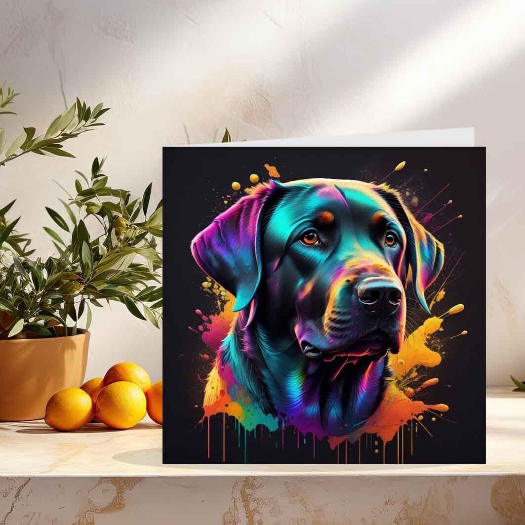 Black Labrador Dog Greeting Card Birthday Card - 145mm x 145mm Square