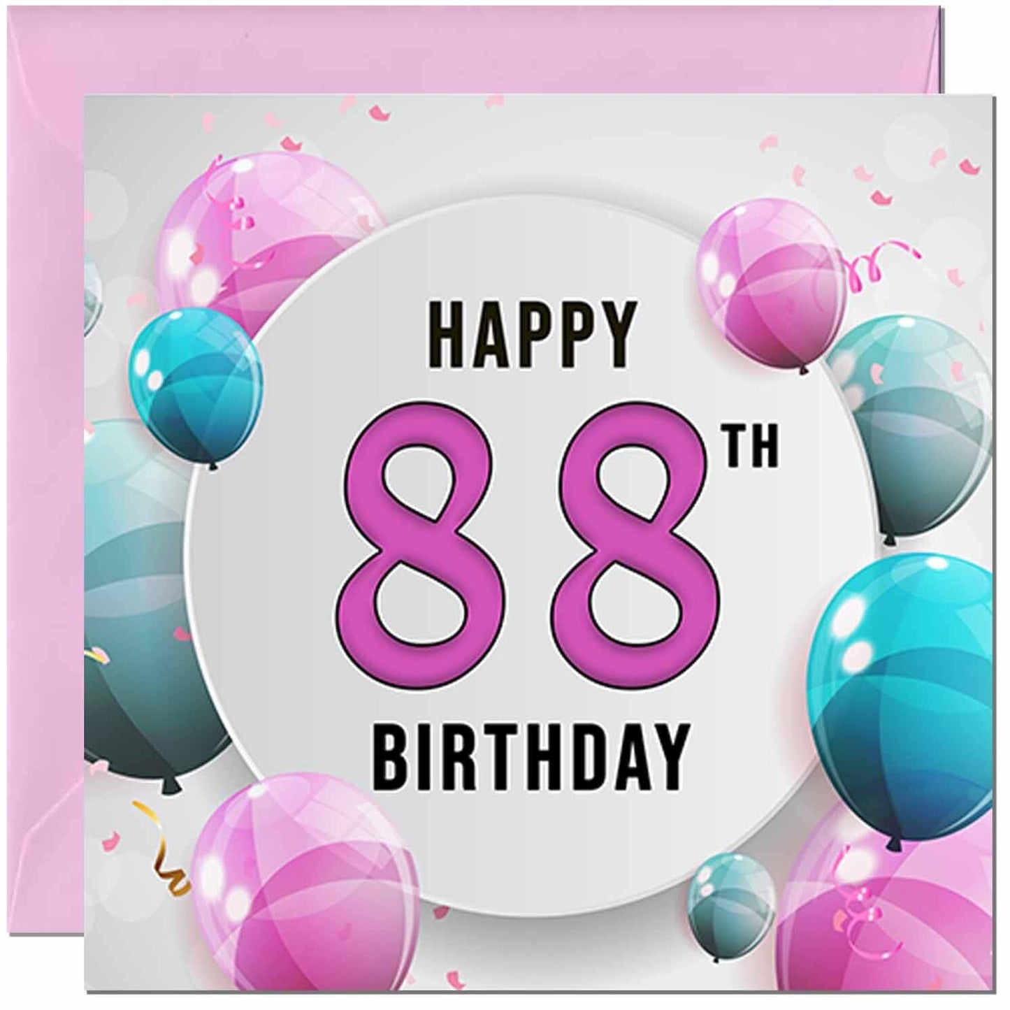 Birthday Card for women - Pink Turquoise Balloon Number