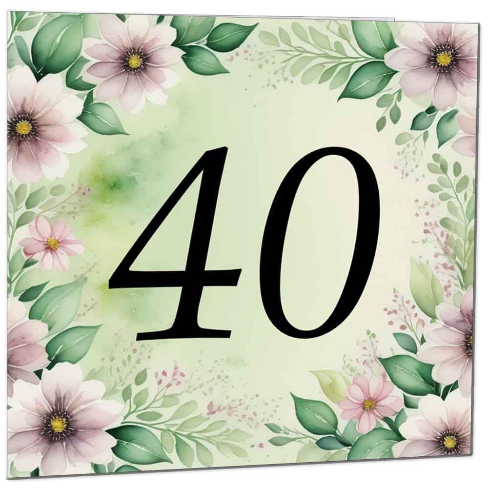 80th Birthday Card for Women Men - Green Floral Birthday Cards for 80 year old Lady Eighty Eightieth Ladies Grandma Nan Aunt Mum Sister Mom Friend
