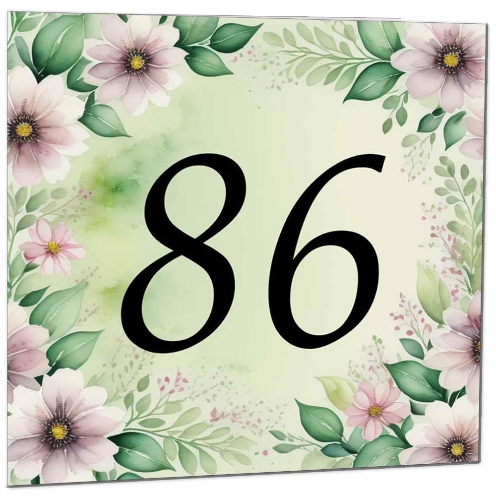 80th Birthday Card for Women Men - Green Floral Birthday Cards for 80 year old Lady Eighty Eightieth Ladies Grandma Nan Aunt Mum Sister Mom Friend