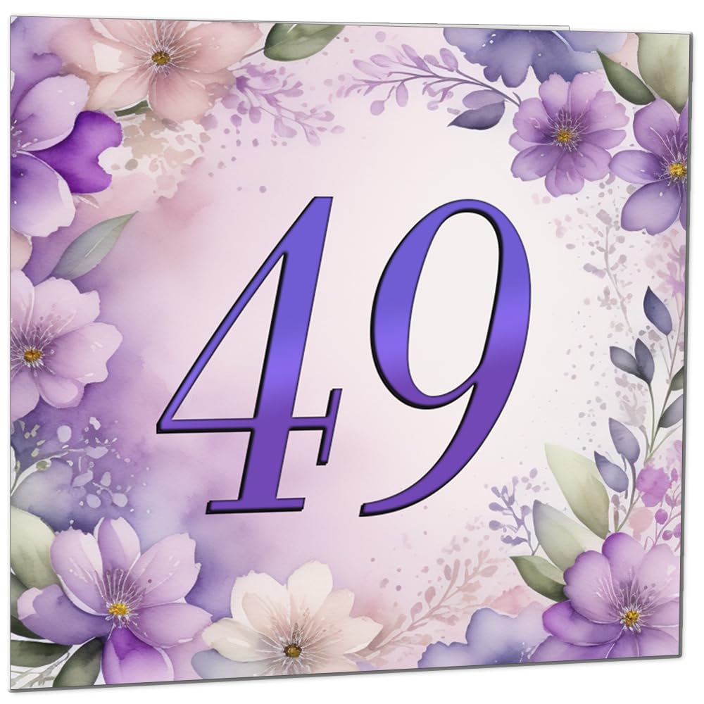 Birthday Card for Women - Purple Floral 80th Birthday Cards for year old woman Ladies Grandma Nan Aunt Mum Sister Mom Friend