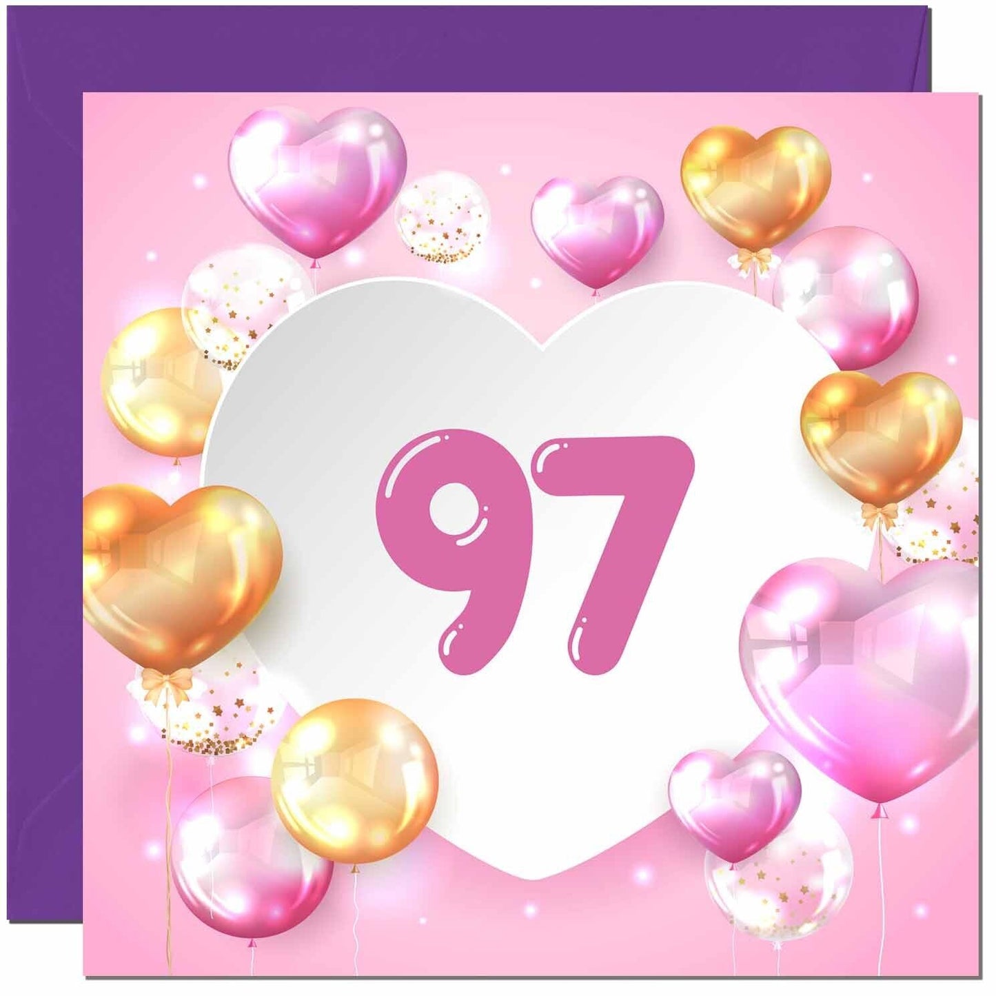 Birthday Card for women Girls Pink Balloon Numbers