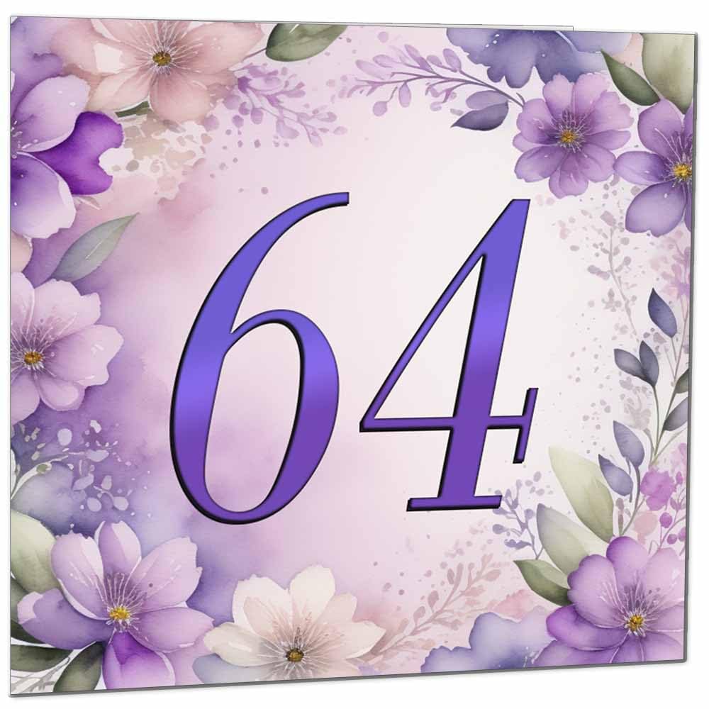 Birthday Card for Women - Purple Floral 80th Birthday Cards for year old woman Ladies Grandma Nan Aunt Mum Sister Mom Friend