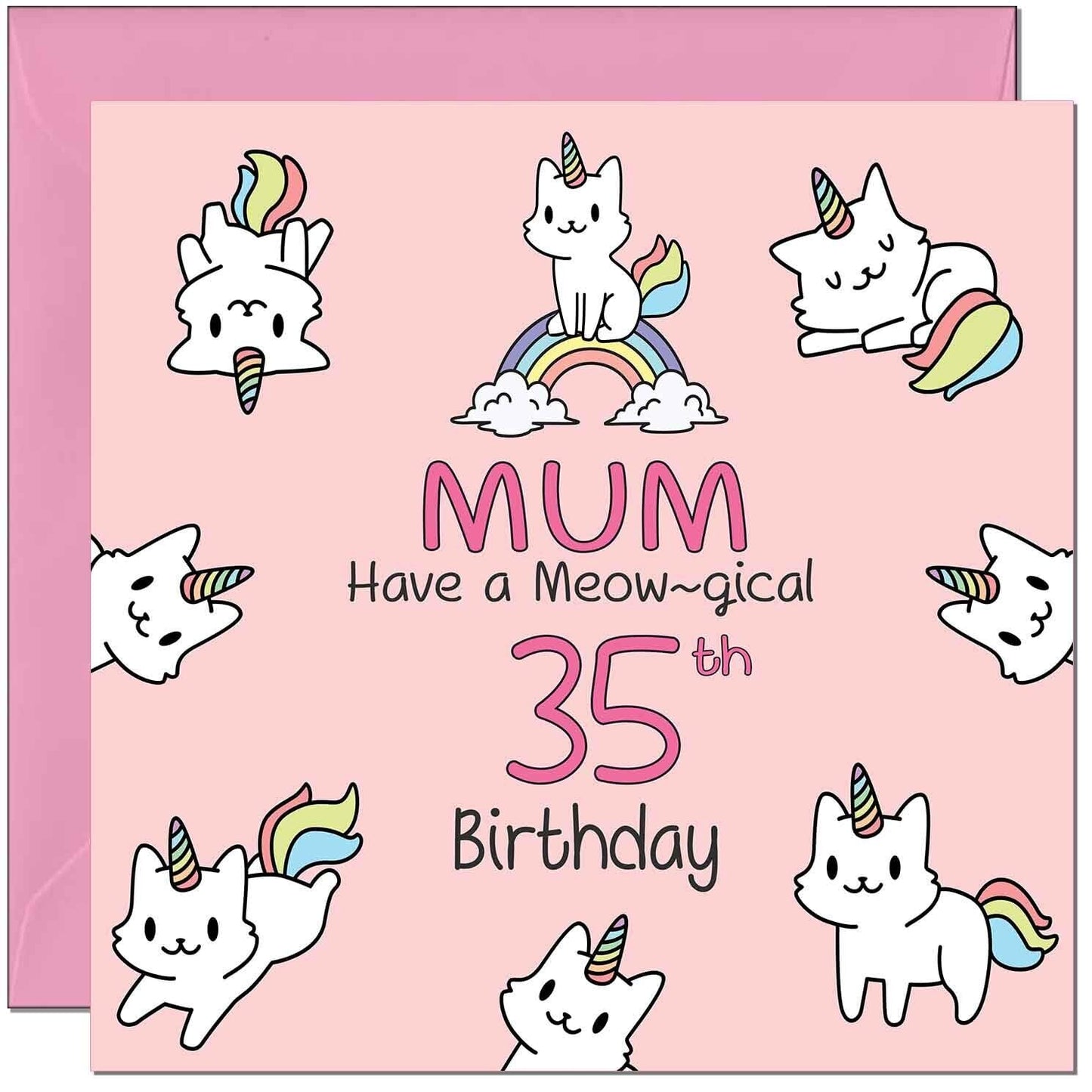 Mum Birthday Card - Funny Cat Cute Mother Mom
