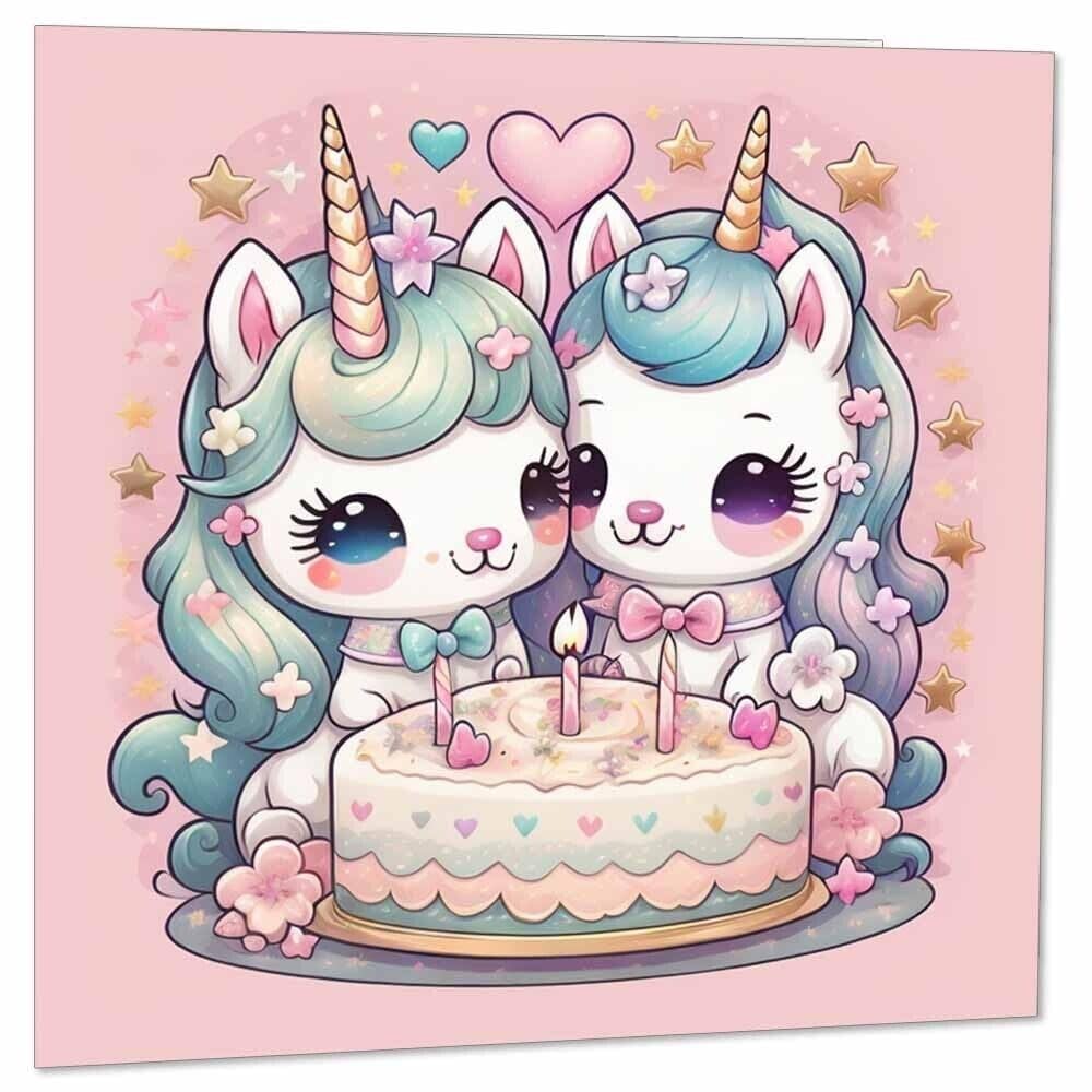 Kids Unicorns Birthday Card for Children Birthday Cards 145 x 145mm