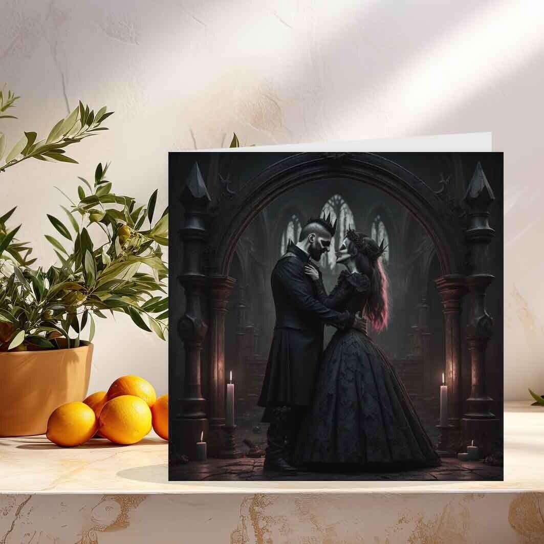 Gothic Couple Greeting Card - Romantic Goth cards 145 x 145mm