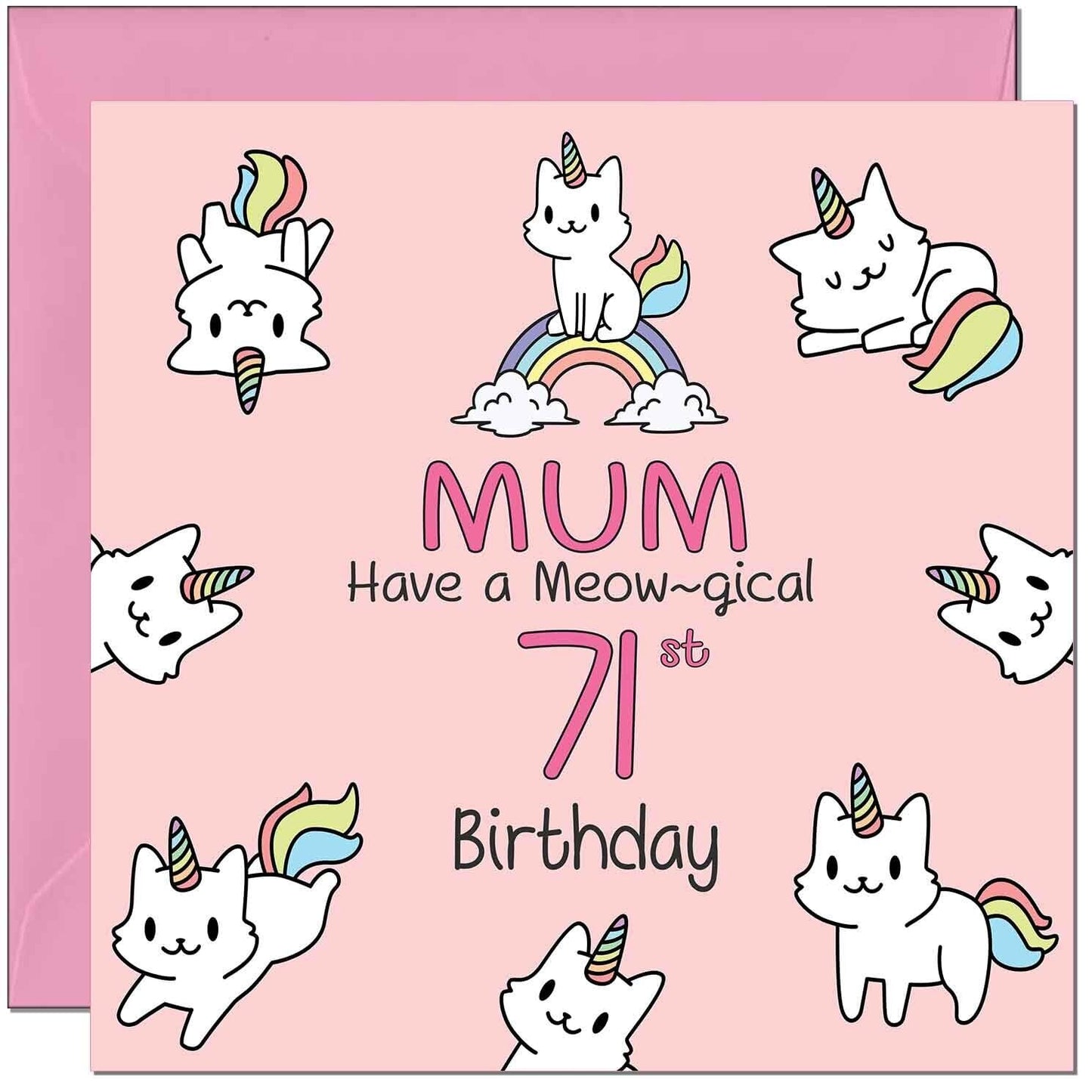 Mum Birthday Card - Funny Cat Cute Mother Mom