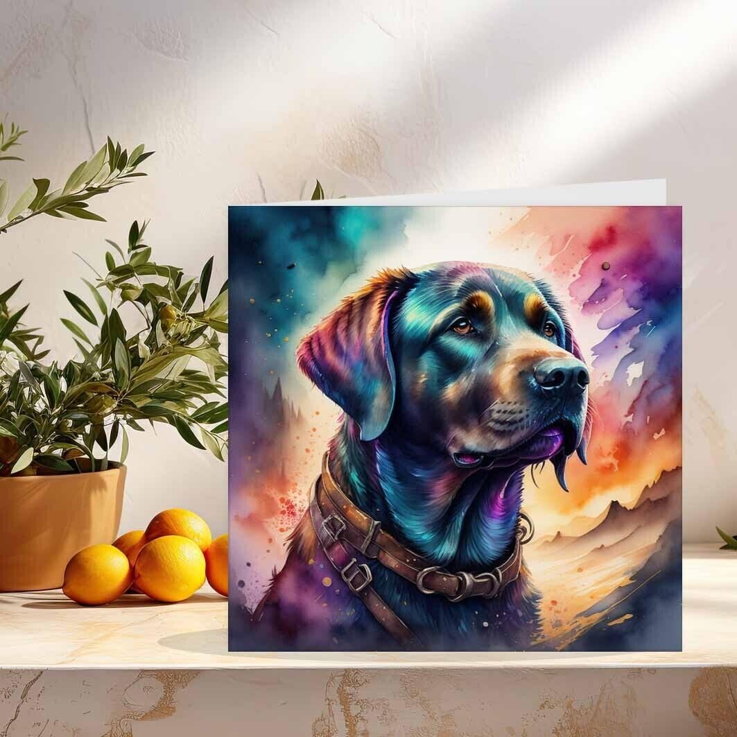 Labrador Dog Greeting Birthday Card Labrador illustration art 145 x 145mm
