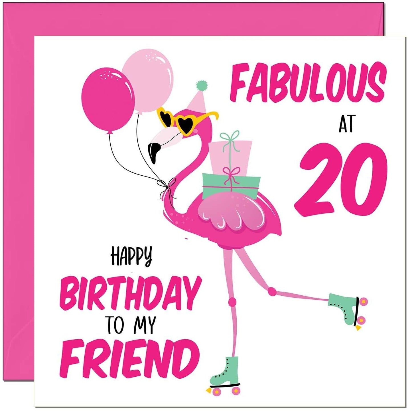 Womens Birthday Card for Friend - Fabulous Flamingo - Ladies Pink Cute Friend