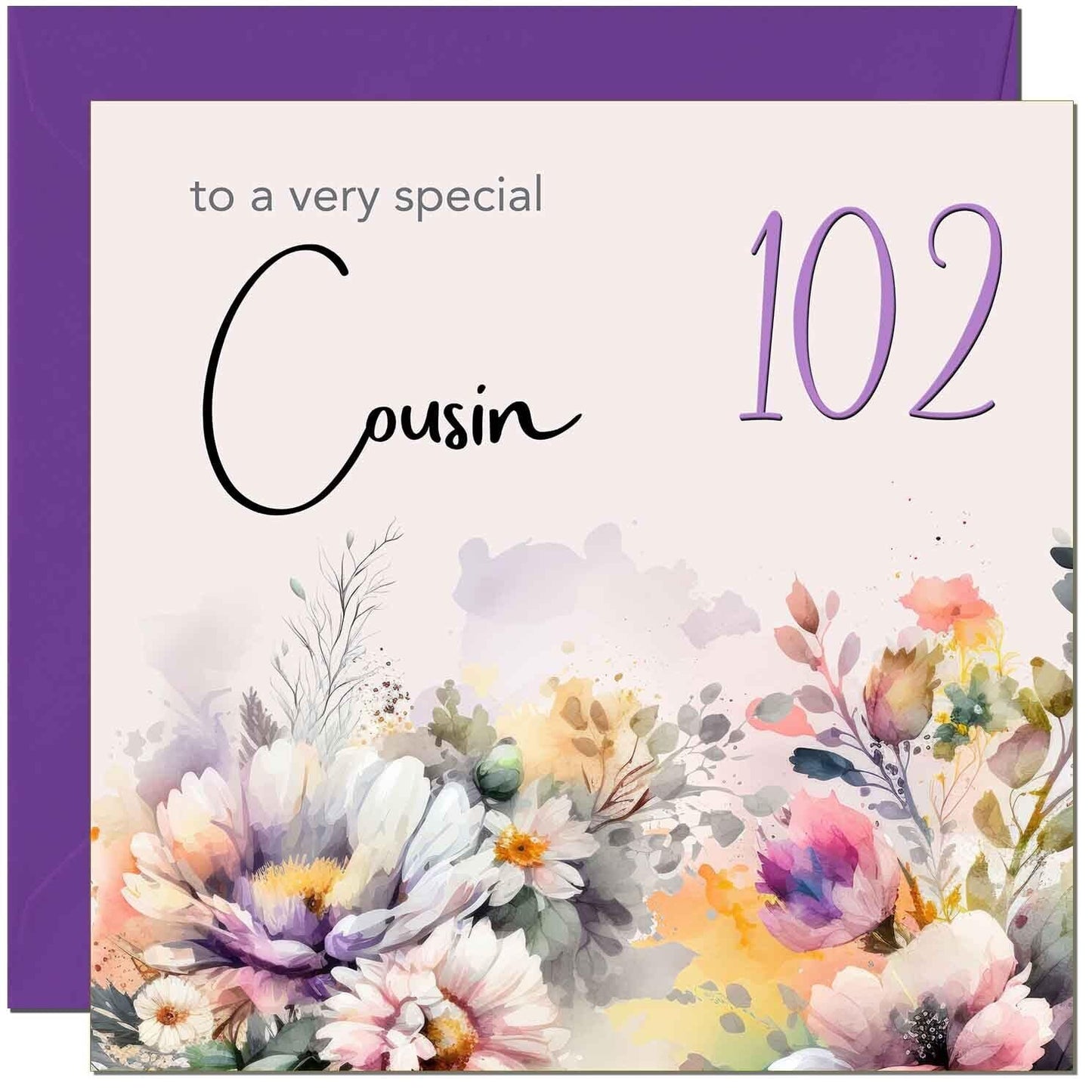 Cousin Birthday Card - Purple Floral Cousin's