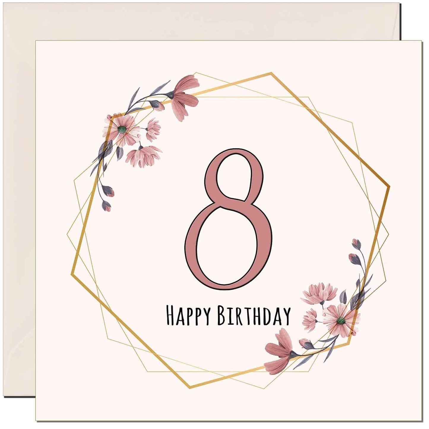 Floral Birthday Card for Women Elegant Beautiful
